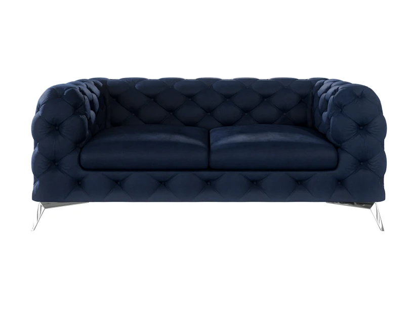 Paul - Chesterfield Sofa 2-Sitzer mit Silber Metall Füßen