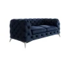 Paul - Chesterfield Sofa 2-Sitzer mit Silber Metall Füßen