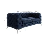 Paul - Chesterfield Sofa 2-Sitzer mit Silber Metall Füßen