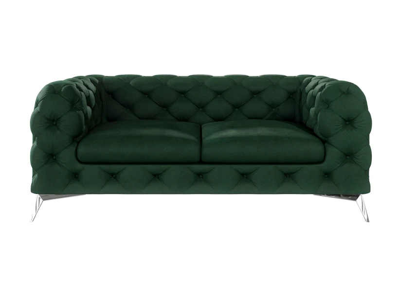 Paul - Chesterfield Sofa 2-Sitzer mit Silber Metall Füßen