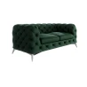 Paul - Chesterfield Sofa 2-Sitzer mit Silber Metall Füßen
