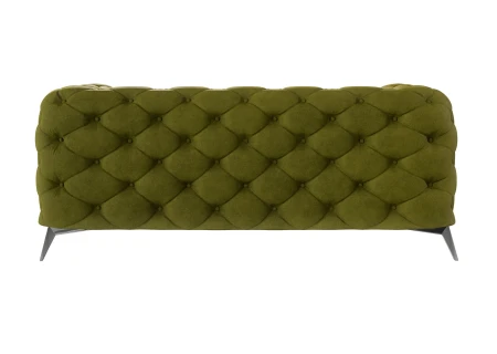 Paul - Chesterfield Sofa 2-Sitzer mit Silber Metall Füßen