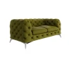 Paul - Chesterfield Sofa 2-Sitzer mit Silber Metall Füßen