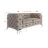 Paul - Chesterfield Sofa 2-Sitzer mit Silber Metall Füßen