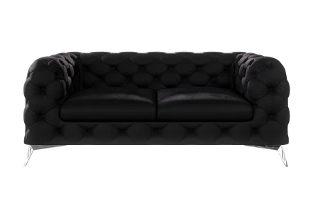 Paul - Chesterfield Sofa 2-Sitzer mit Silber Metall Füßen