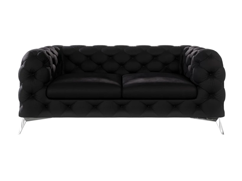 Paul - Chesterfield Sofa 2-Sitzer mit Silber Metall Füßen