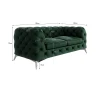 Paul - Chesterfield Sofa 2-Sitzer mit Silber Metall Füßen