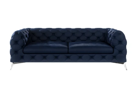 Paul - Chesterfield Sofa 3-Sitzer mit Silber Metall Füßen