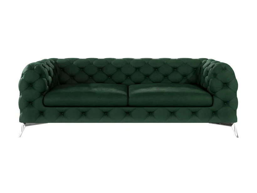 Paul - Chesterfield Sofa 3-Sitzer mit Silber Metall Füßen
