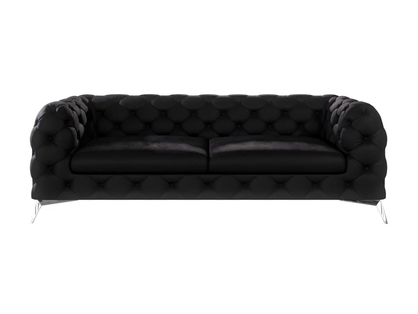 Paul - Chesterfield Sofa 3-Sitzer mit Silber Metall Füßen