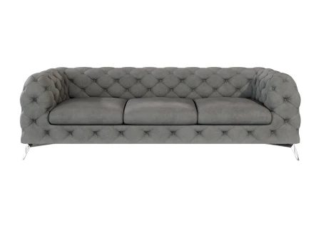 Paul - Chesterfield Sofa 3-Sitzer mit Silber Metall Füßen