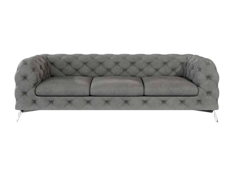 Paul - Chesterfield Sofa 3-Sitzer mit Silber Metall Füßen
