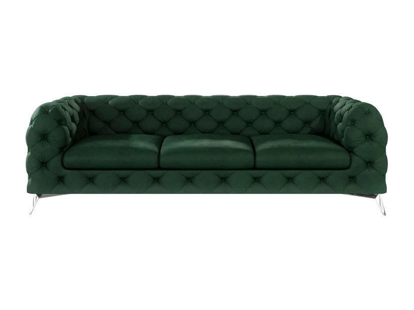 Paul - Chesterfield Sofa 3-Sitzer mit Silber Metall Füßen