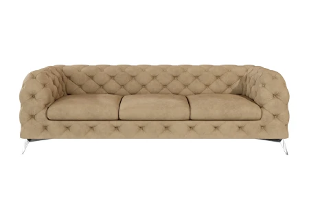 Paul - Chesterfield Sofa 3-Sitzer mit Silber Metall Füßen