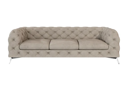 Paul - Chesterfield Sofa 3-Sitzer mit Silber Metall Füßen