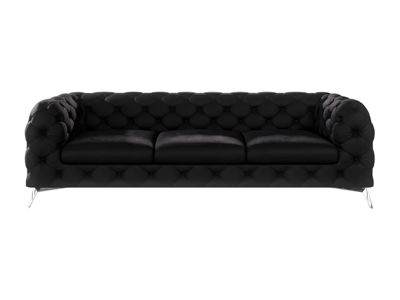 Paul - Chesterfield Sofa 3-Sitzer mit Silber Metall Füßen