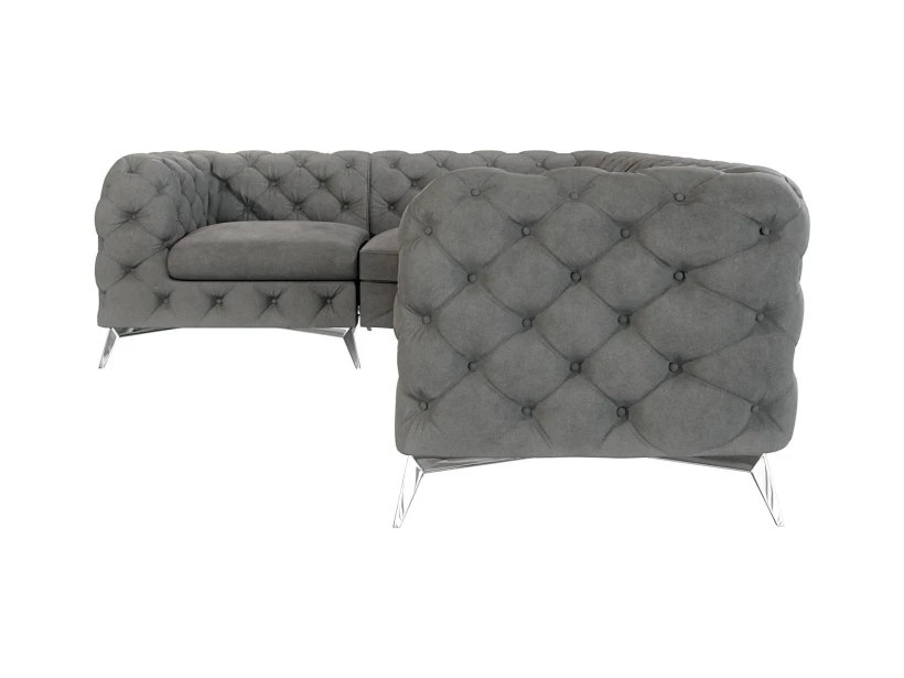 Paul - Chesterfield Ecksofa mit Silber Metall Füßen