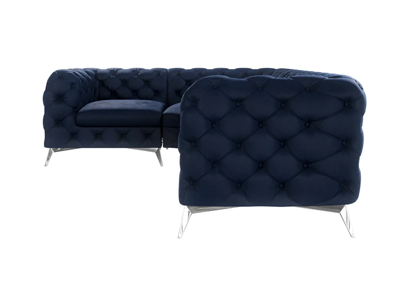 Paul - Chesterfield Ecksofa mit Silber Metall Füßen