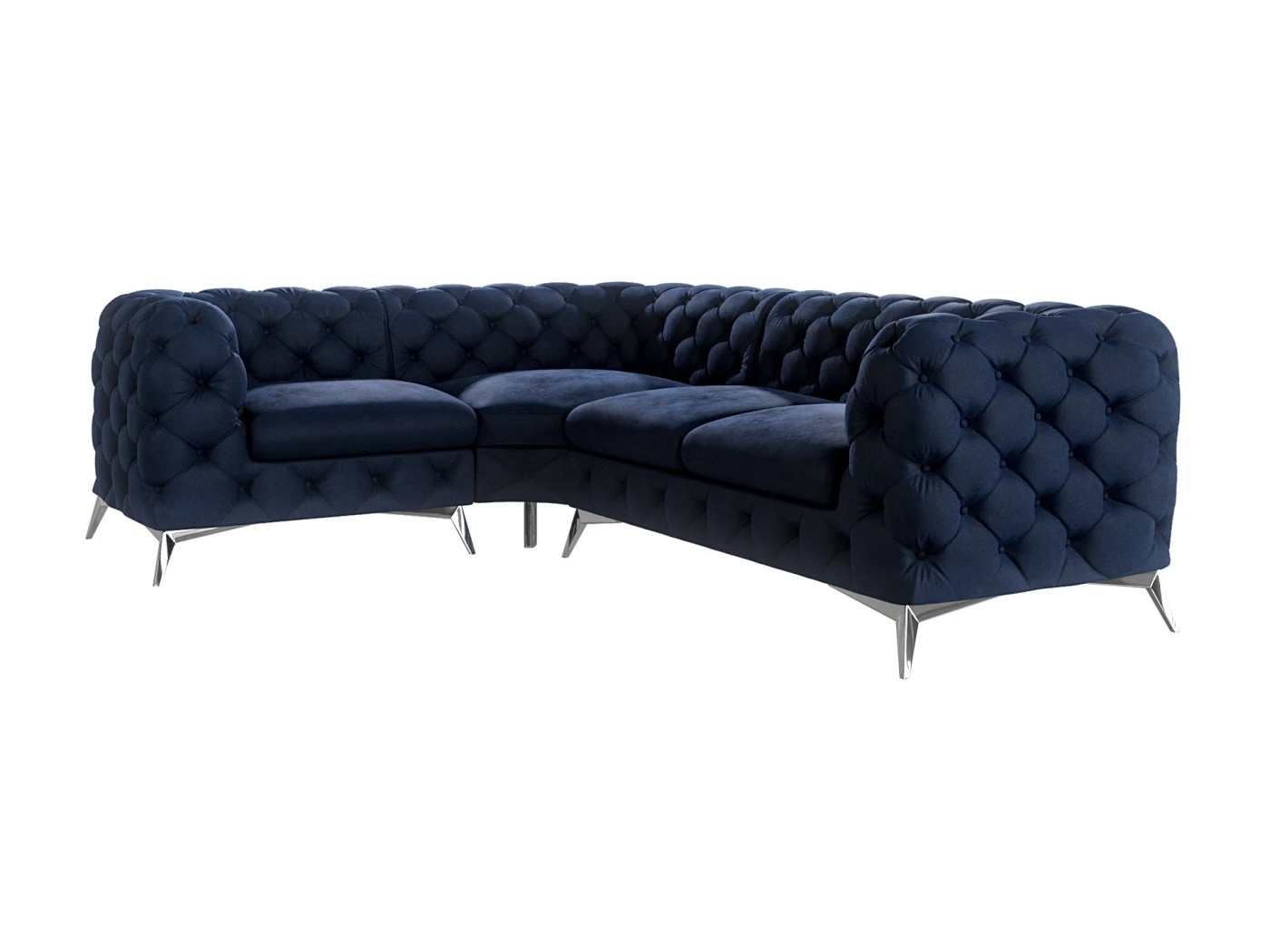 Paul - Chesterfield Ecksofa mit Silber Metall Füßen