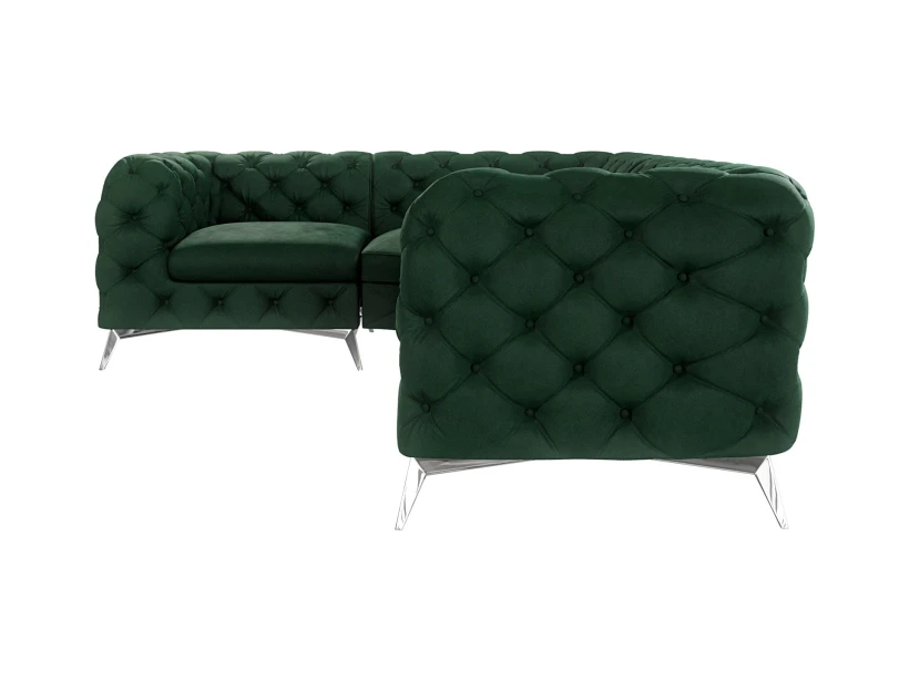 Paul - Chesterfield Ecksofa mit Silber Metall Füßen