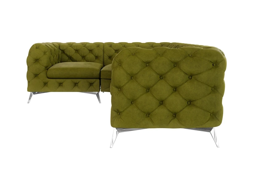 Paul - Chesterfield Ecksofa mit Silber Metall Füßen