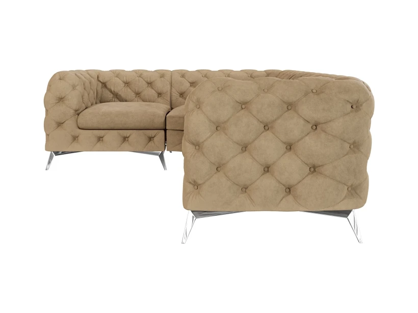 Paul - Chesterfield Ecksofa mit Silber Metall Füßen