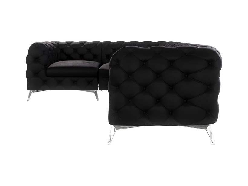 Paul - Chesterfield Ecksofa mit Silber Metall Füßen