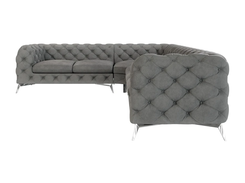 Paul - Chesterfield Ecksofa mit Silber Metall Füßen