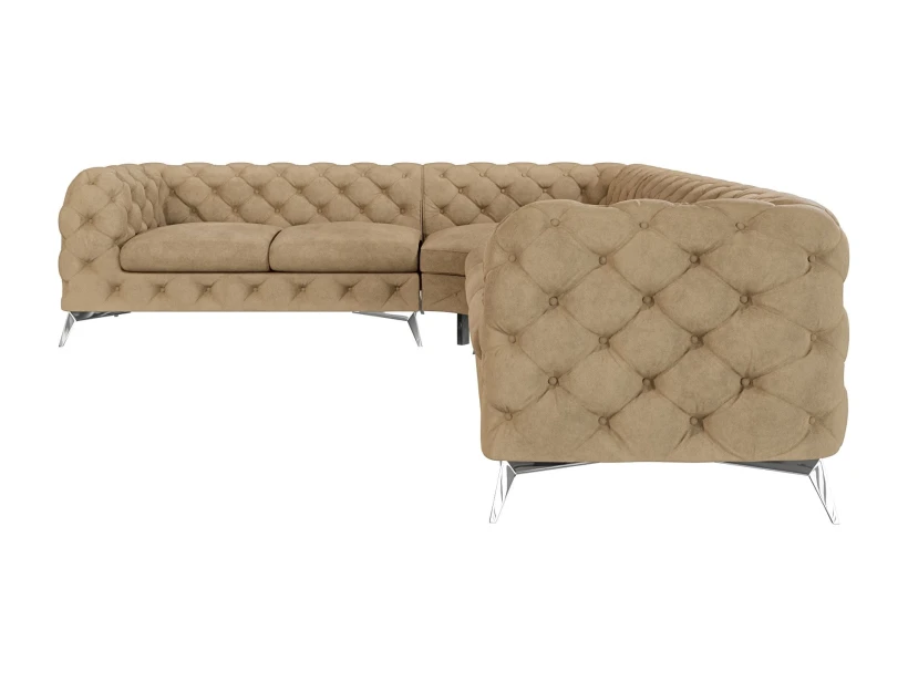 Paul - Chesterfield Ecksofa mit Silber Metall Füßen