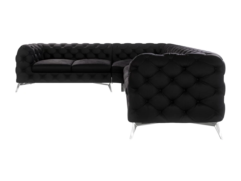 Paul - Chesterfield Ecksofa mit Silber Metall Füßen