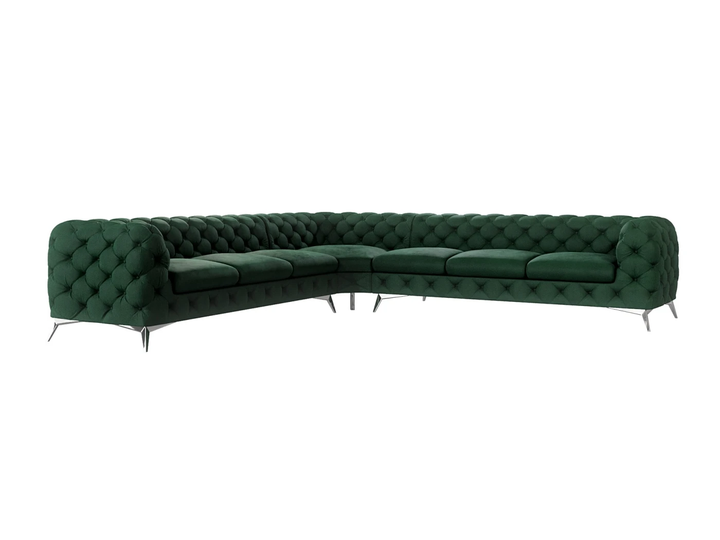 Paul - Chesterfield Ecksofa mit Silber Metall Füßen