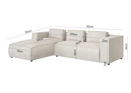 Noord - Modernes Ecksofa mit Ottomane und weichem Sitz