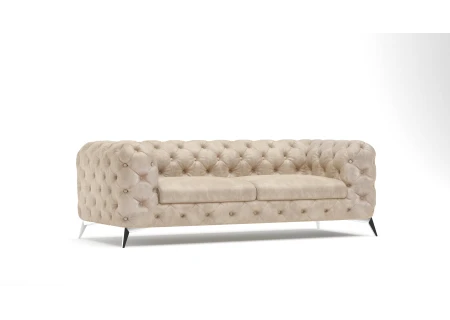 Valentin - Chesterfield Sofa 3-Sitzer mit Silber Metall Füßen
