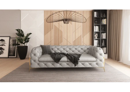 Carson - Chesterfield Sofa 3-Sitzer mit Goldene Metall Füßen