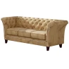 Talia - Chesterfield Sofa 3-Sitzer aus Samt-Stoff mit Holzfüßen