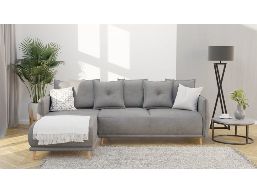 Owen - Ecksofa mit Schlaffunktion und Bettkasten in scandinavischem Design