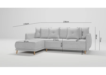 Owen - Ecksofa mit Schlaffunktion und Bettkasten in scandinavischem Design