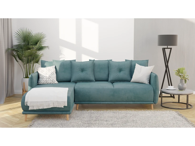 Owen - Ecksofa mit Schlaffunktion und Bettkasten in scandinavischem Design