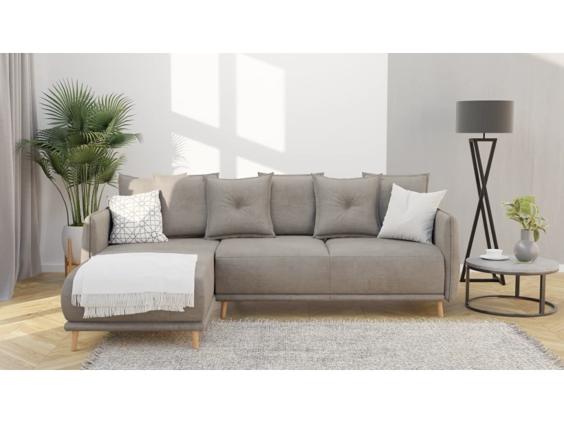 Owen - Ecksofa mit Schlaffunktion und Bettkasten in scandinavischem Design