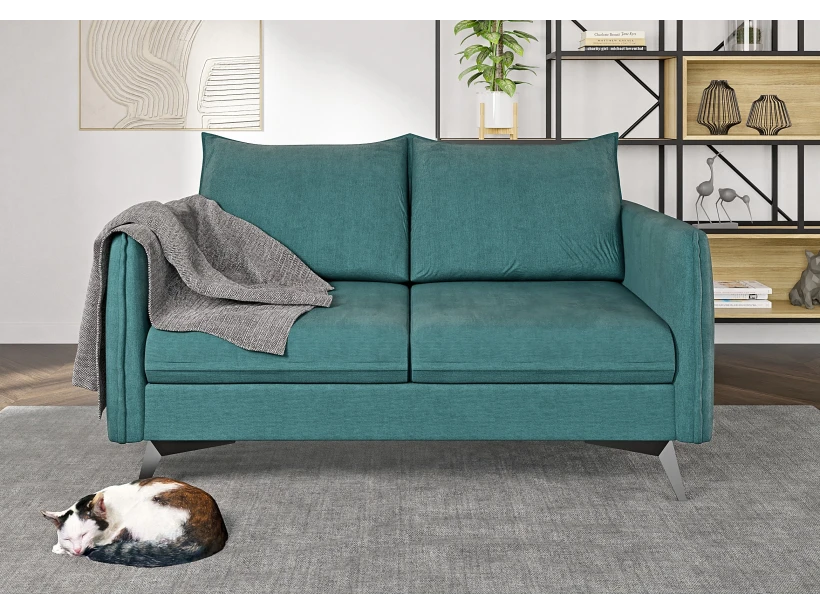 Calais - Modernes Sofa 2-Sitzer mit Schwarz Metall Füßen aus Luxusmicrofaser