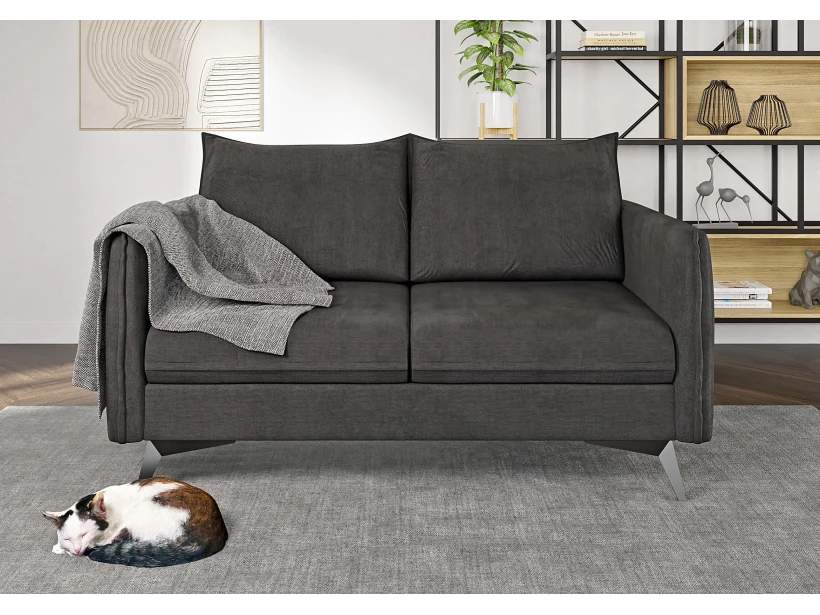 Calais - Modernes Sofa 2-Sitzer mit Schwarz Metall Füßen aus Luxusmicrofaser