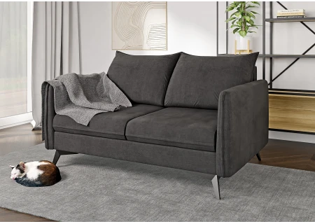 Calais - Modernes Sofa 2-Sitzer mit Schwarz Metall Füßen aus Luxusmicrofaser