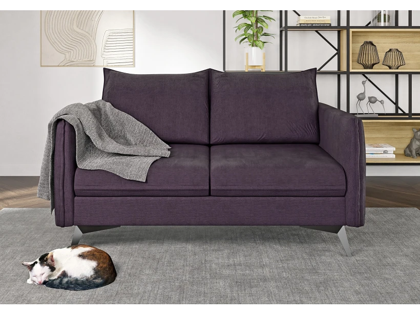 Calais - Modernes Sofa 2-Sitzer mit Schwarz Metall Füßen aus Luxusmicrofaser