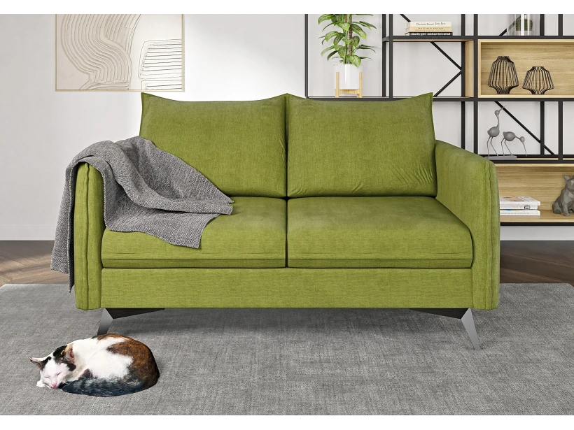 Calais - Modernes Sofa 2-Sitzer mit Schwarz Metall Füßen aus Luxusmicrofaser