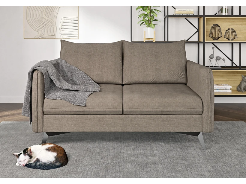 Calais - Modernes Sofa 2-Sitzer mit Schwarz Metall Füßen aus Luxusmicrofaser