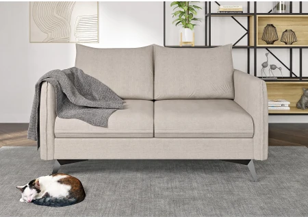 Calais - Modernes Sofa 2-Sitzer mit Schwarz Metall Füßen aus Luxusmicrofaser