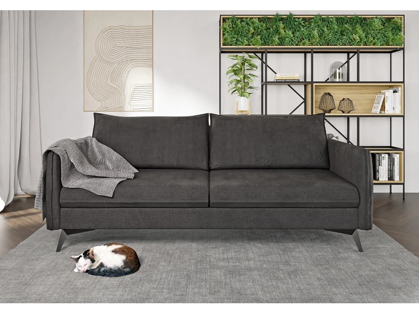 Calais - Modernes Sofa 3-Sitzer mit Schwarz Metall Füßen aus Luxusmicrofaser