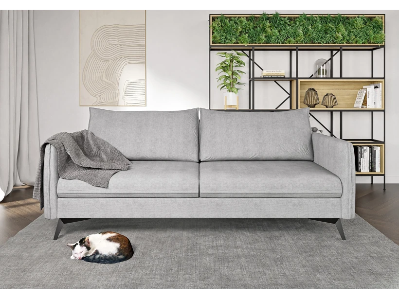 Calais - Modernes Sofa 3-Sitzer mit Schwarz Metall Füßen aus Luxusmicrofaser