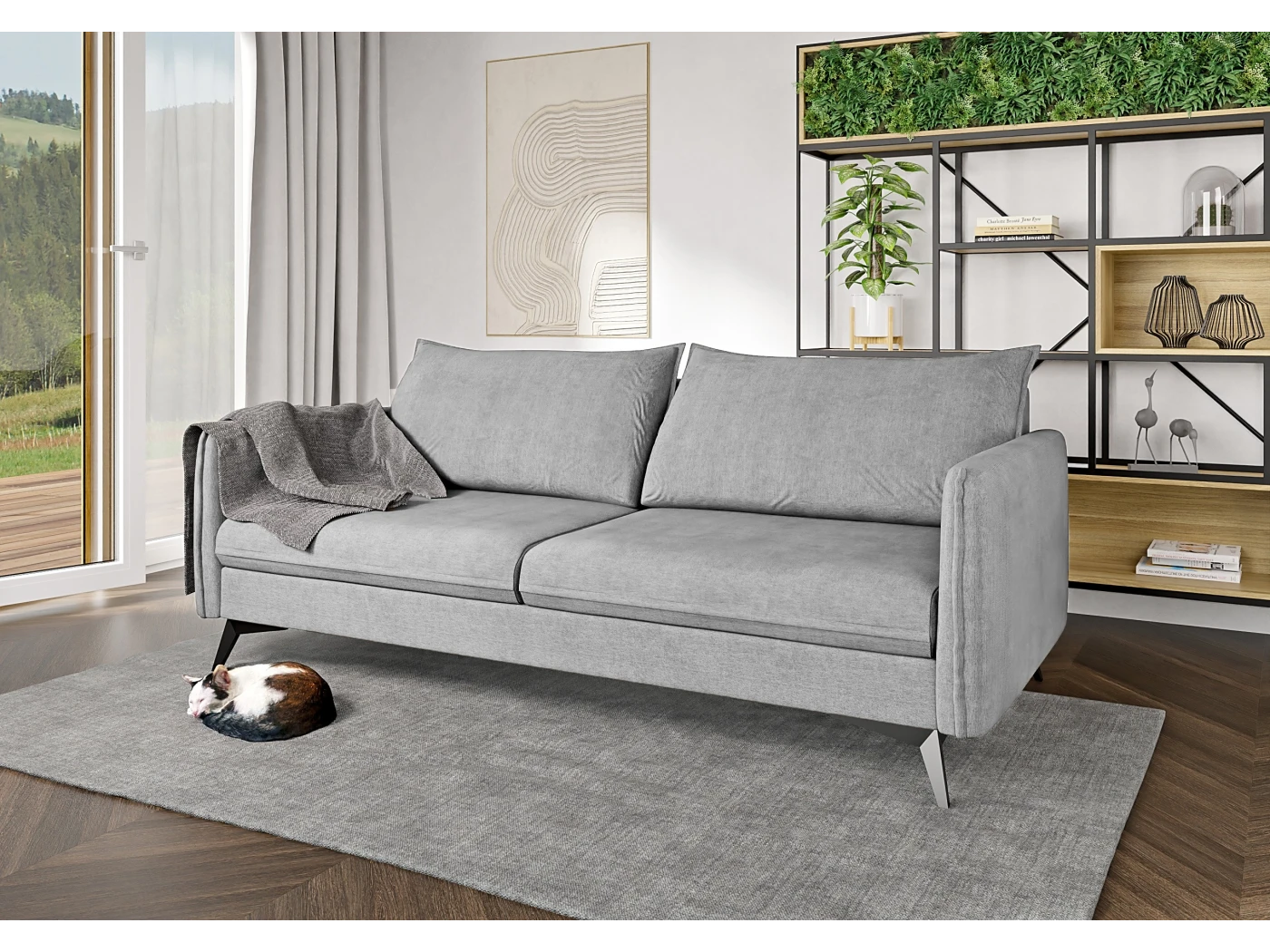 Calais - Modernes Sofa 3-Sitzer mit Schwarz Metall Füßen aus Luxusmicrofaser