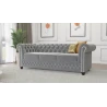Cleo - Chesterfield 3 sitzer Sofa mit Schlaffunktion aus Samt-Stoff mit Holzfüßen